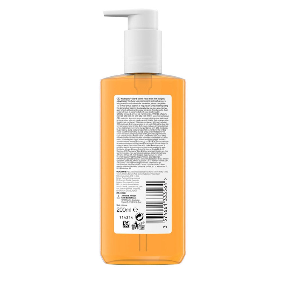 Neutrogena Clear and Defend 2% Salicylic Acid Face Wash 200ml