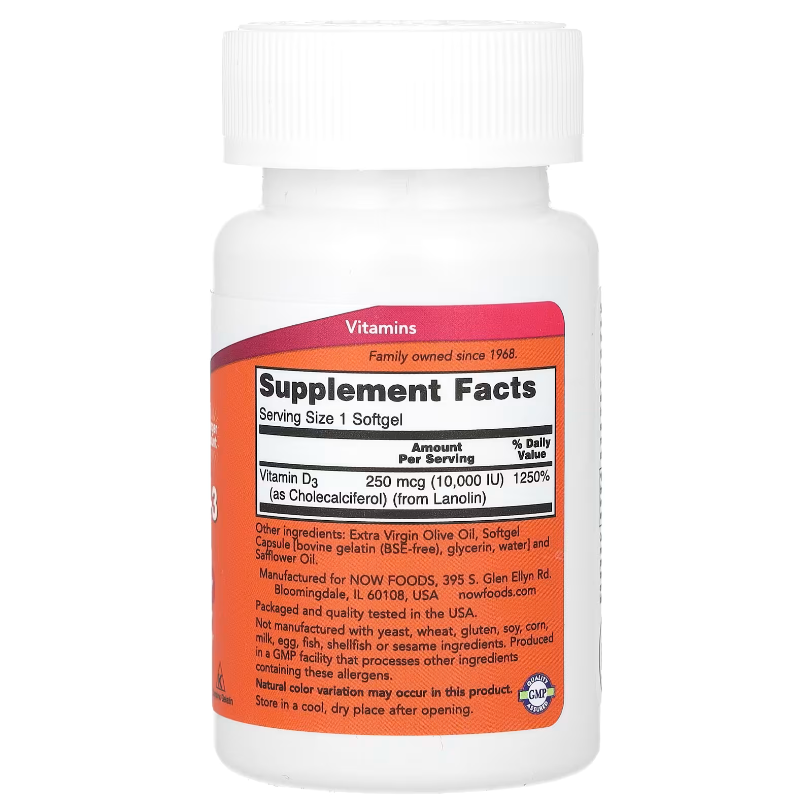 NOW Foods, Vitamin D-3, High Potency, 10,000 IU