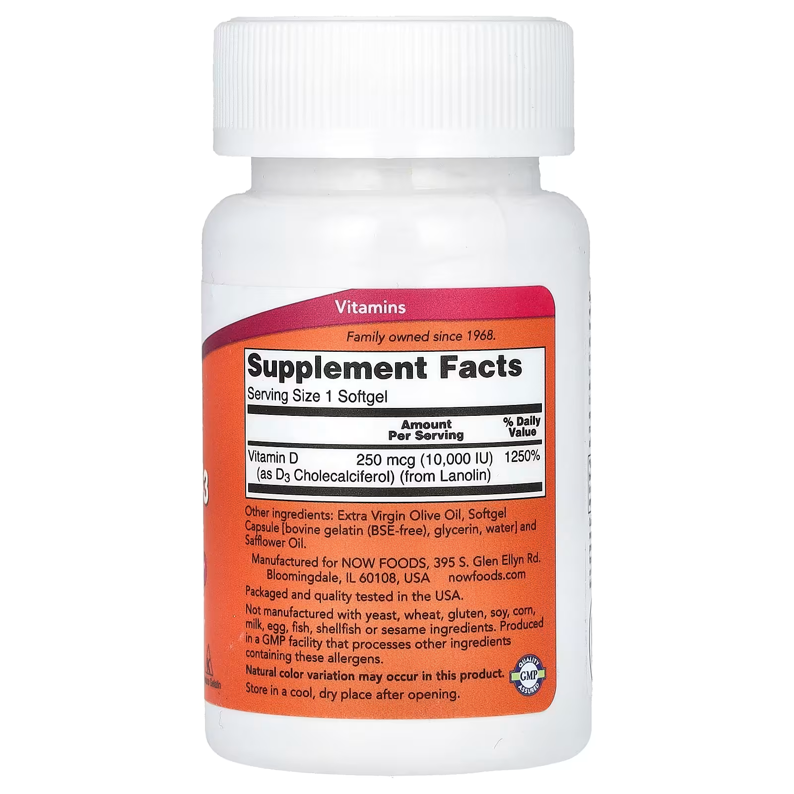 NOW Foods, Vitamin D-3, High Potency, 10,000 IU