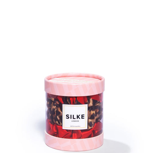 ربطات شعر سيلك لندن - أحمر بنقشة جلد النمر