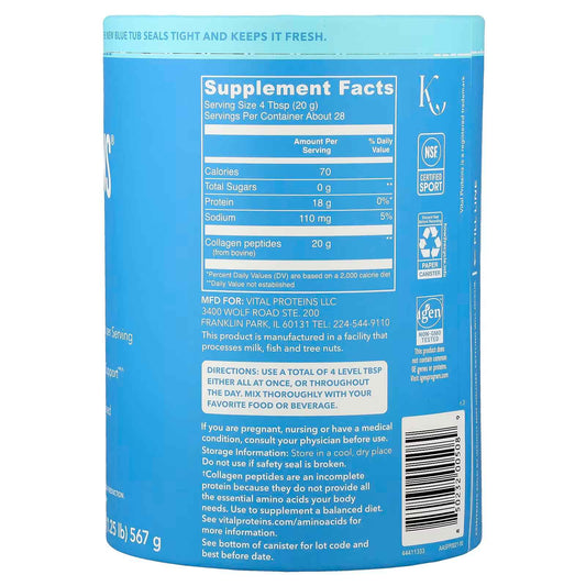Vital Proteins, Collagen Peptides, Unflavored, 20 oz (567 g)