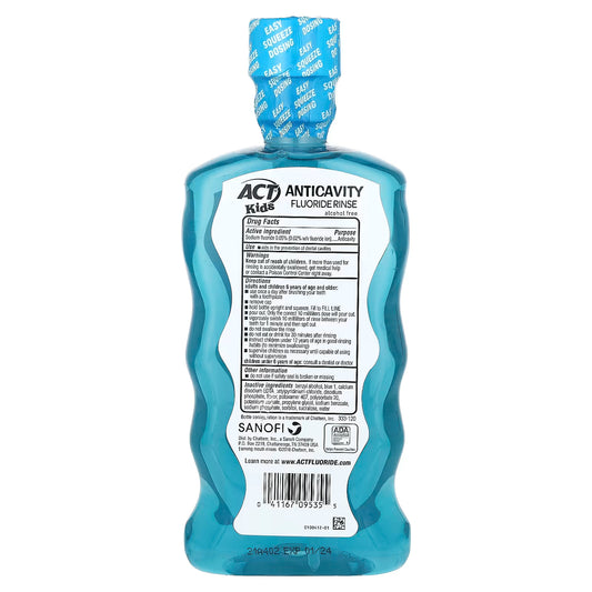 ACT, Kids, Anticavity Fluoride Rinse, Alcohol Free, Pineapple Punch, 16.9 fl oz (500 ml)