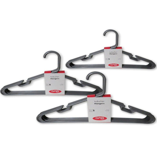 GAB Plastic, Plastic Hangers, Black, Pack of 15