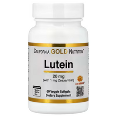 California Gold Nutrition, Lutein 20mg with Zeaxanthin from Marigold Extract, Veggie Softgels