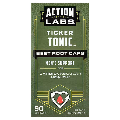Action Labs, For Men, Ticker Tonic™, Beet Root Caps, 90 VegCaps