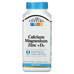 21st Century, Calcium Magnesium Zinc + D3, 90 Tablets
