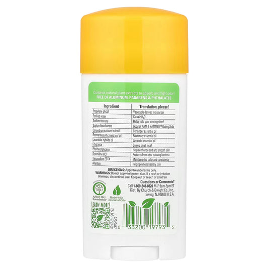 Arm & Hammer, Essentials™ with Natural Deodorizers, Deodorant, Rosemary Lavender, 2.5 oz (71 g)