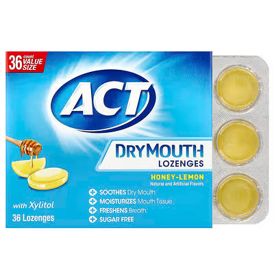 ACT, Dry Mouth Lozenges with Xylitol, Honey-Lemon, 36 Lozenges