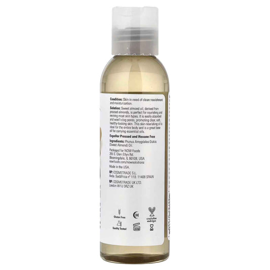 NOW Foods, Solutions, Sweet Almond Oil, Unscented, 4 fl oz (118 ml)