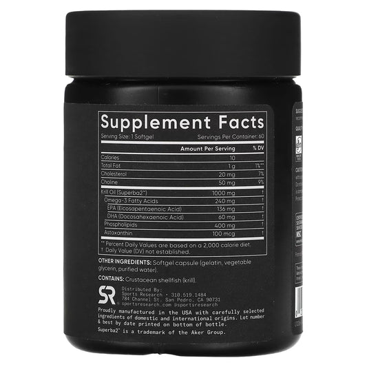 Sports Research, Omega-3 Krill Oil, 1,000 mg, 60 Softgels