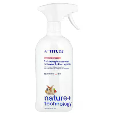 ATTITUDE, Nature + Technology™, Fruit & Vegetables Wash, Unscented, 27.1 fl oz (800 ml)