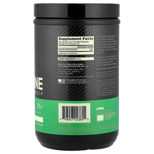 Optimum Nutrition, Micronized Creatine Powder, Unflavored, 1.32 lb (600 g)