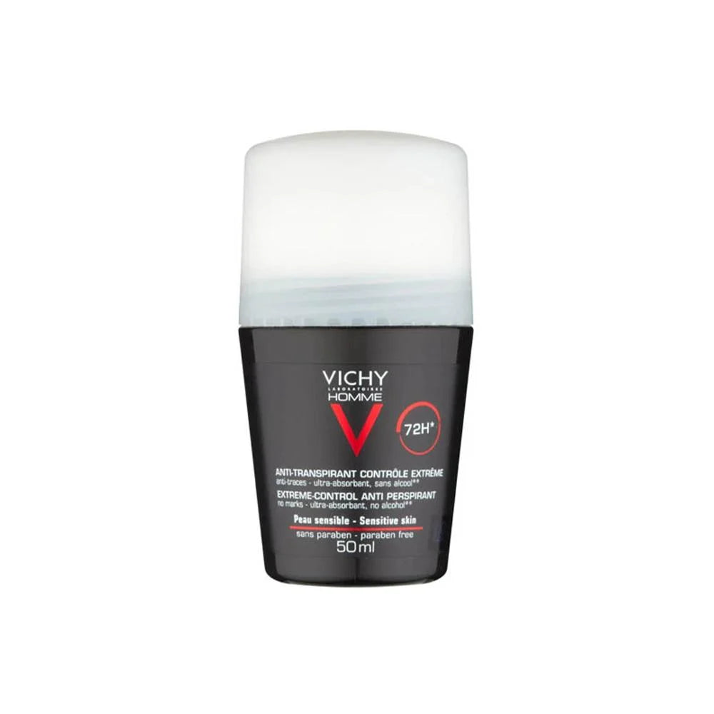 VICHY Homme Men's Deodorant Extreme-Control Anti-Perspirant Roll-On Sensitive Skin 50ml
