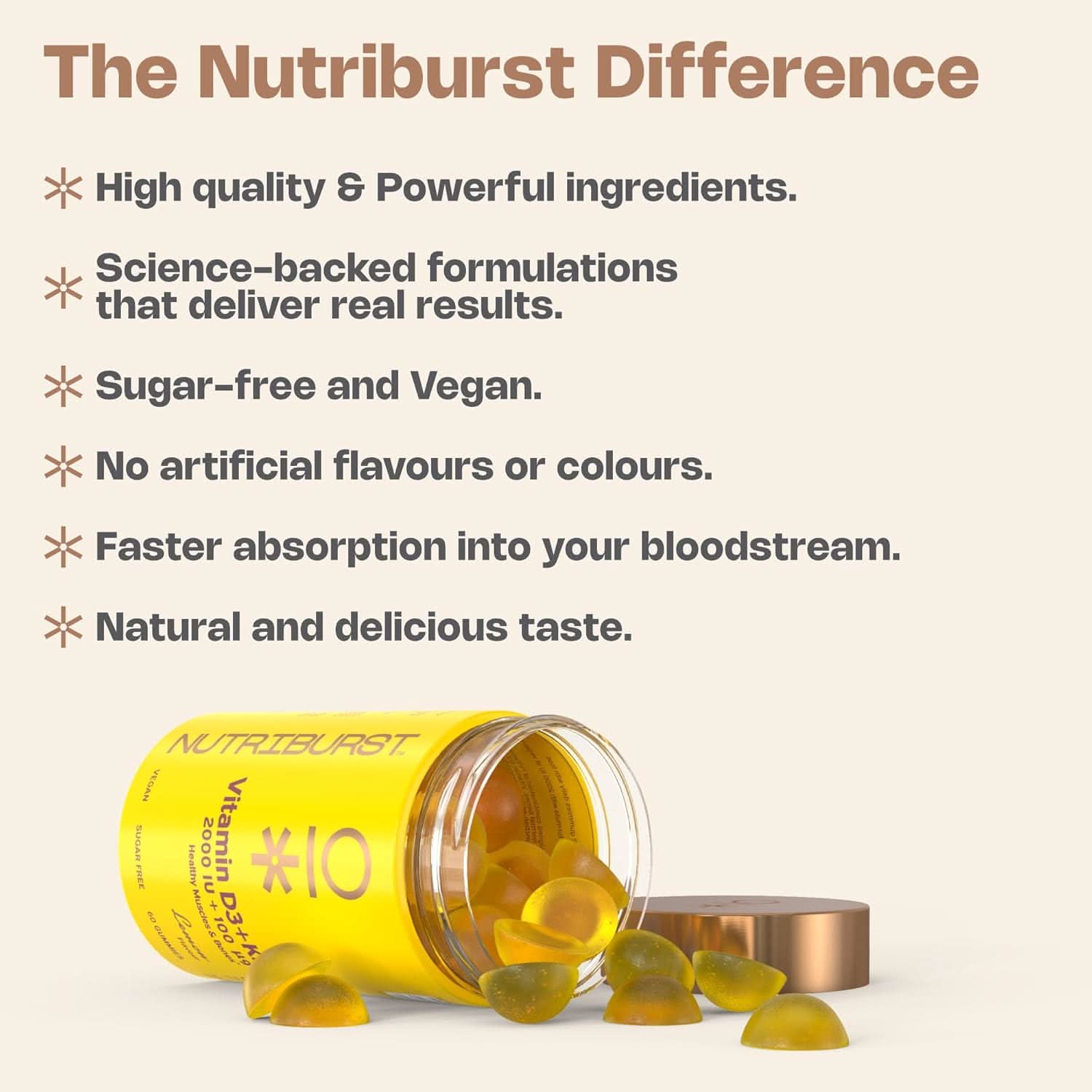 Nutriburst Vitamin D3 + K2 60 Gummies