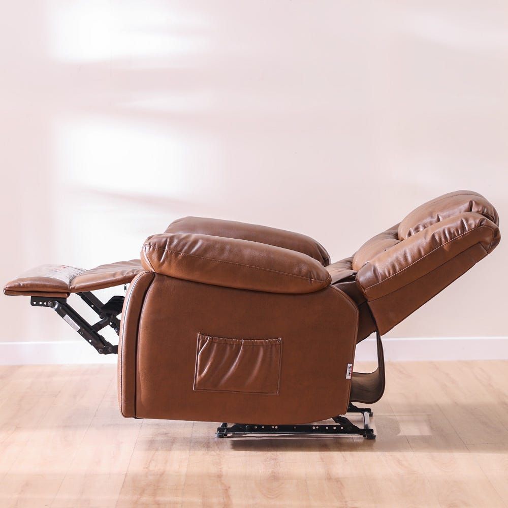 Mina 1 Seater Manual Air Leather Recliner with Cupholder and Pockets