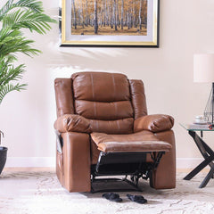 Mina 1 Seater Manual Air Leather Recliner with Cupholder and Pockets