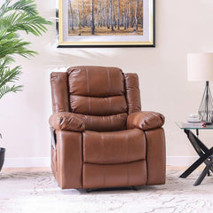 Mina 1 Seater Manual Air Leather Recliner with Cupholder and Pockets