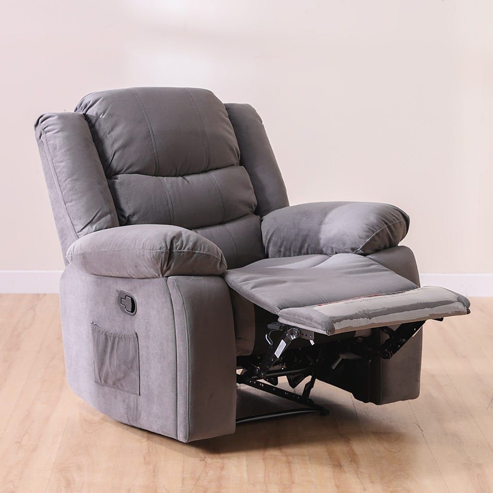 Mina 1 Seater Manual Air Leather Recliner with Cupholder and Pockets
