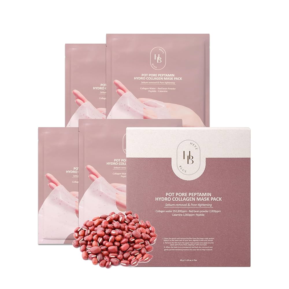 مجموعة أقنعة HEVEBLUE Pot Pore Peptamin Hydro Collagen (4 أقنعة)