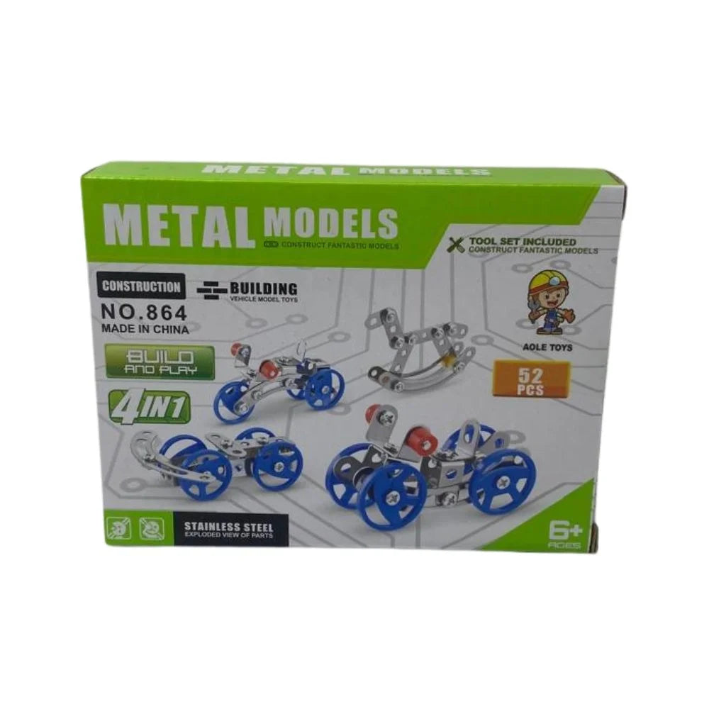 Stem 3 in 1 Metal Models Construction Kit – 52 PCS – Build and Play Set with Stainless Steel