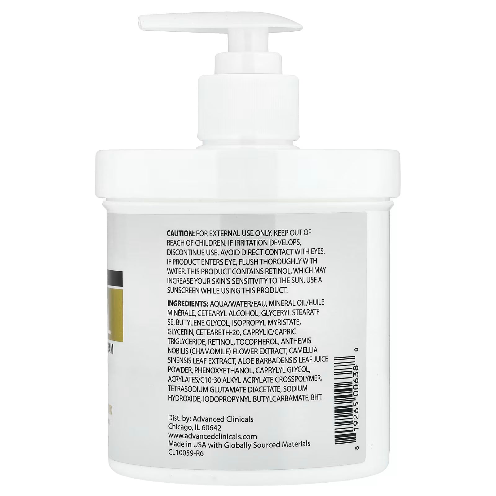 Advanced Clinicals, Retinol, Advanced Firming Cream, 16 oz (454 g)