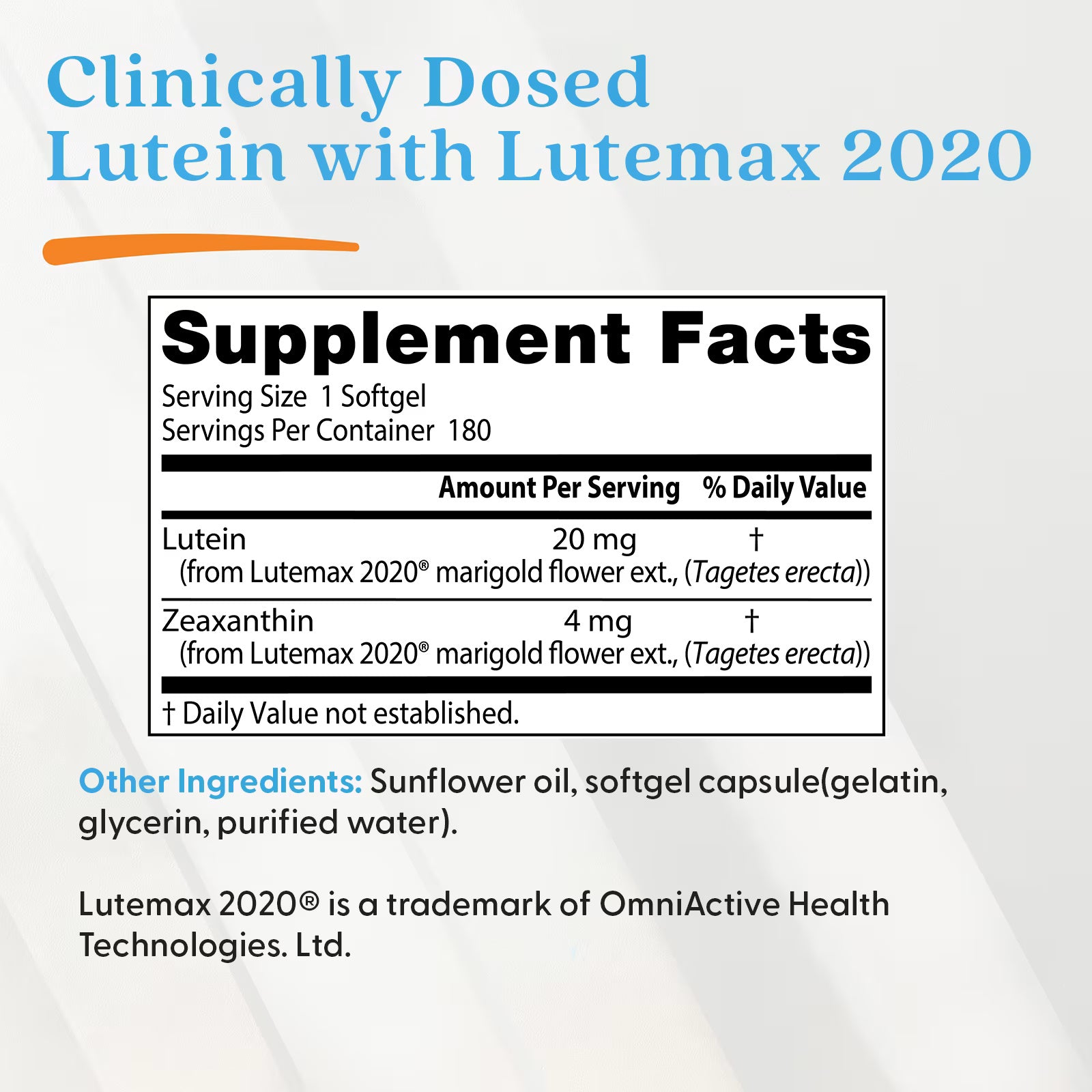 Doctor's Best, Lutein, Lutemax 2020, 20 mg, 180 Softgels
