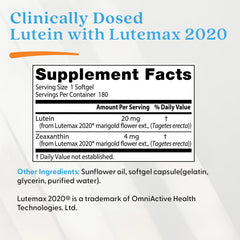 Doctor's Best, Lutein, Lutemax 2020, 20 mg, 180 Softgels
