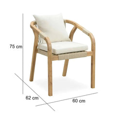 Angelo Acacia Wood & Rope Chair (2 Pc., 60 x 62 x 75 cm)