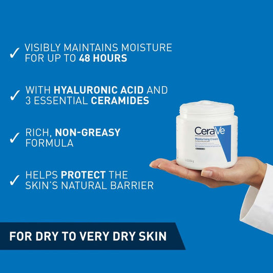 CeraVe Moisturising Cream Pot with Ceramides for Dry to Very Dry Skin 454g