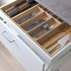 صينية أدوات مائدة/صينية مع رف توابل من ايكيا أبداتيرا، مصنوعة من الخيزران الفاتح، 72×50 سم