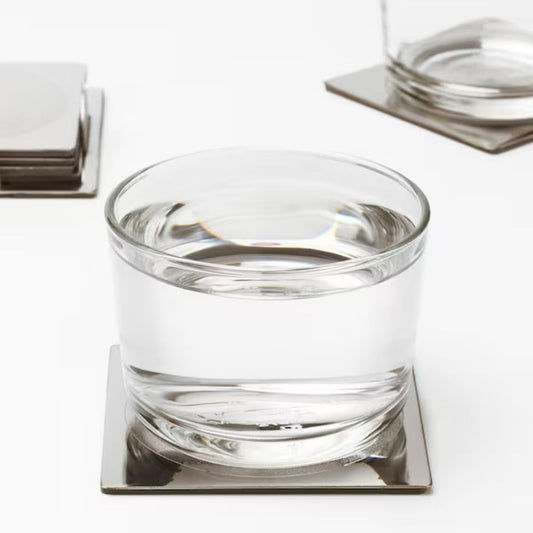 IKEA GROGGY Coaster, square/stainless steel, 8x8 cm