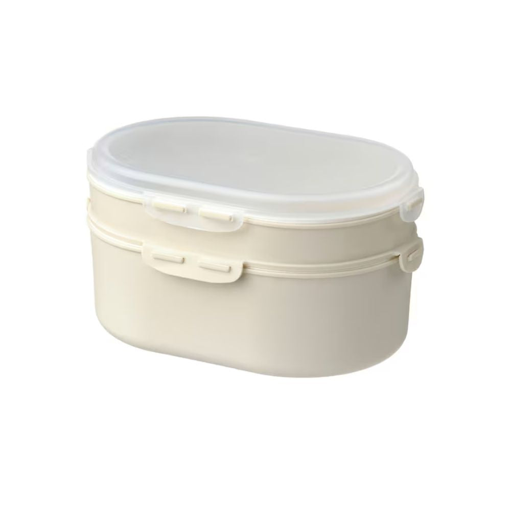 IKEA UTBJUDA Stackable lunch box for dry food, light grey-beige