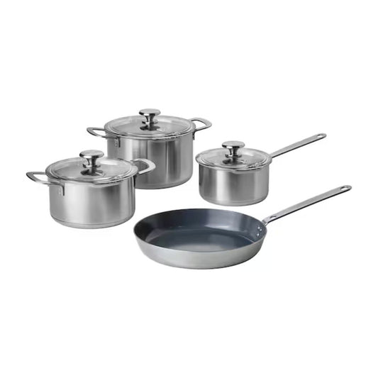 IKEA HEMKOMST 7-piece cookware set, stainless steel