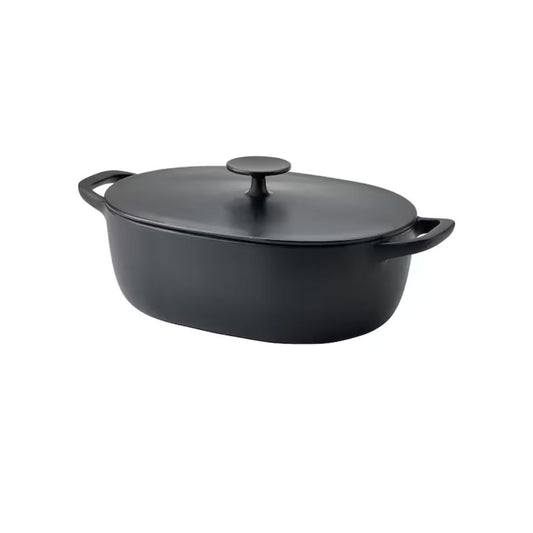 IKEA VARDAGEN Casserole with lid, enamelled cast iron matt/black, 6.5 l