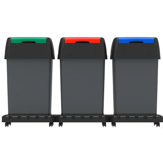 Cosmoplast Modular Recycle Bins with Swing Lids 46L x 3