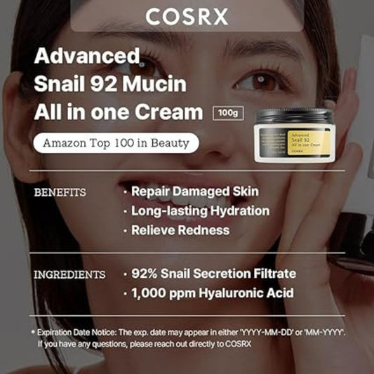 كريم الحلزون المتطور 92 الكل في واحد من COSRX -