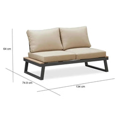 طقم أريكة لاتري رباعي المقاعد من خشب الأكاسيا والفولاذ