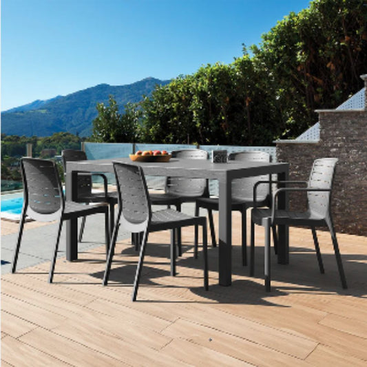 Cosmoplast Cedargrain 6-seater Outdoor Dining Set of Table & Chairs
