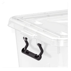 Cosmoplast Clear Plastic Storage Boxes with Wheels & Lockable Lid 22L