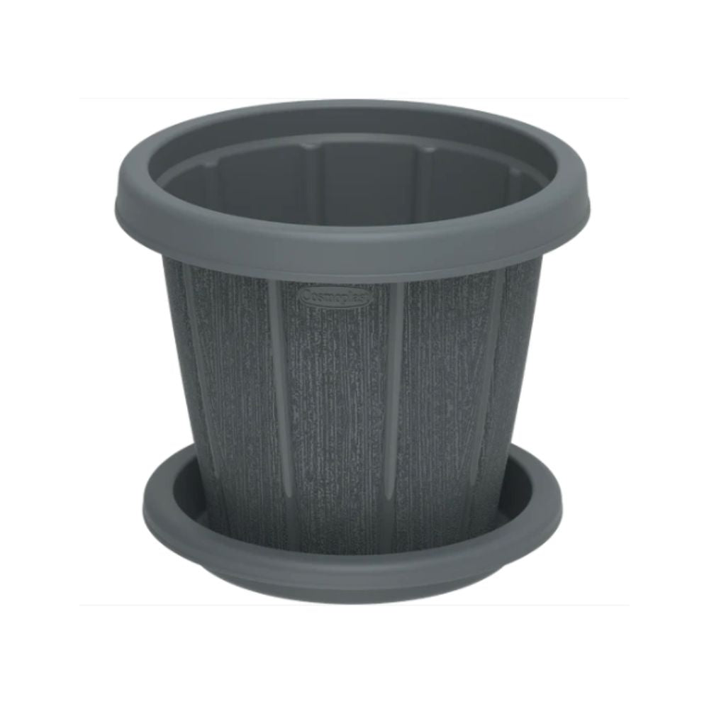 Cosmoplast Cedargrain 10" Flowerpot with Tray