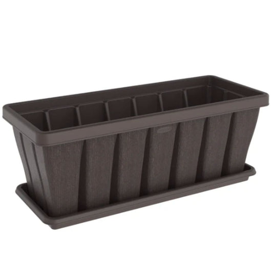 Cosmoplast Cedargrain Rectangular Planter with Tray 24"