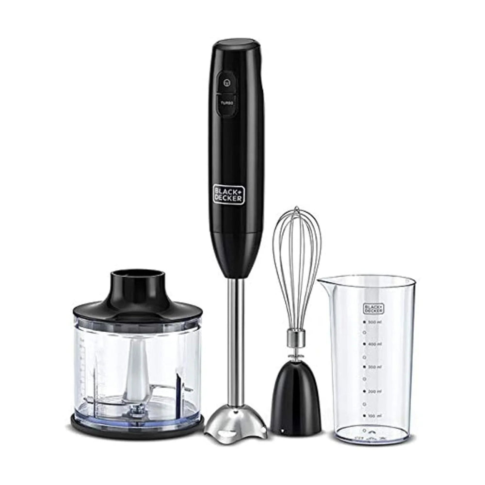 Black And Decker 600W 3-in-1 Hand Blender with Chopper, Black + Decker
