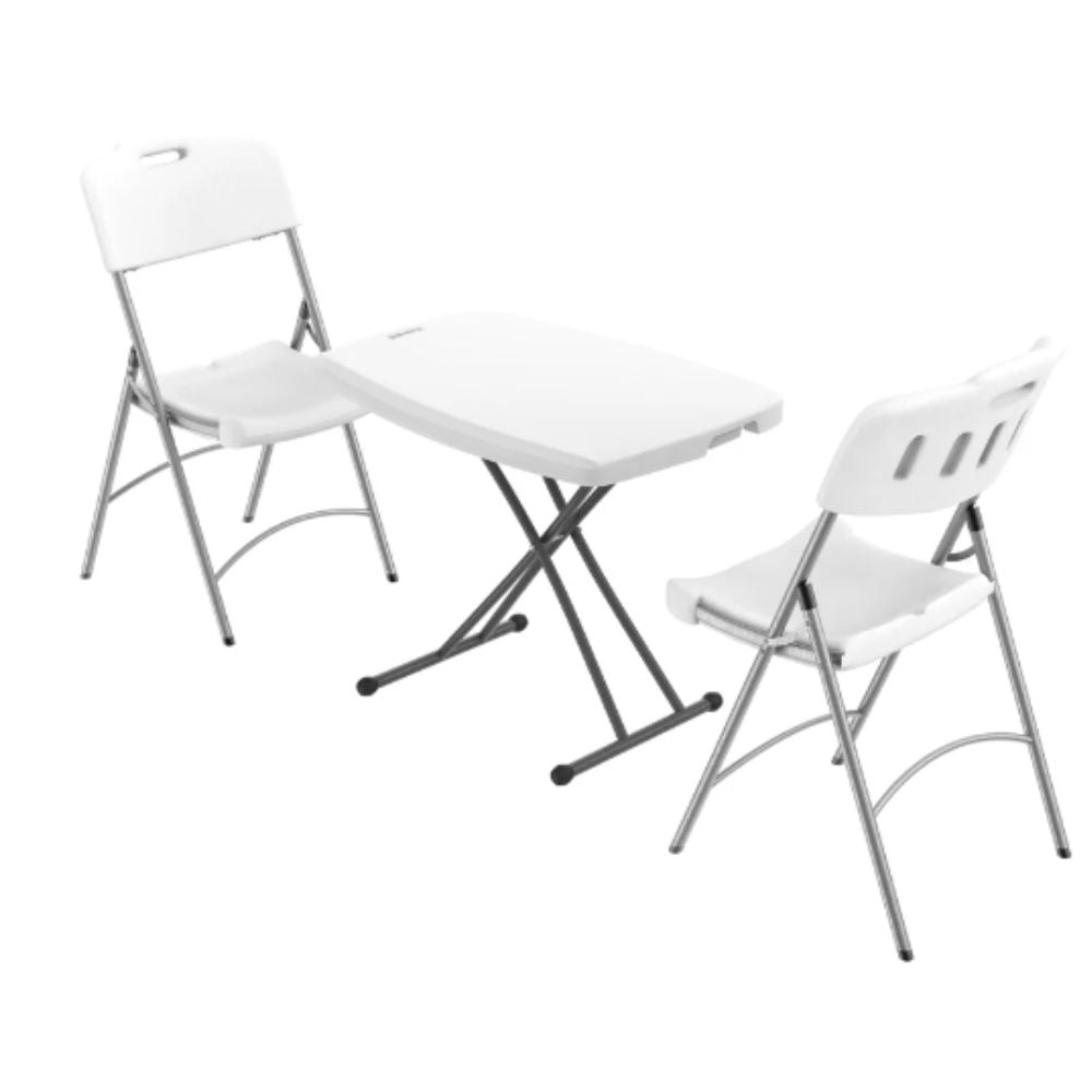Cosmoplast Adjustable Set of Folding Tables & Chairs with Steel Legs