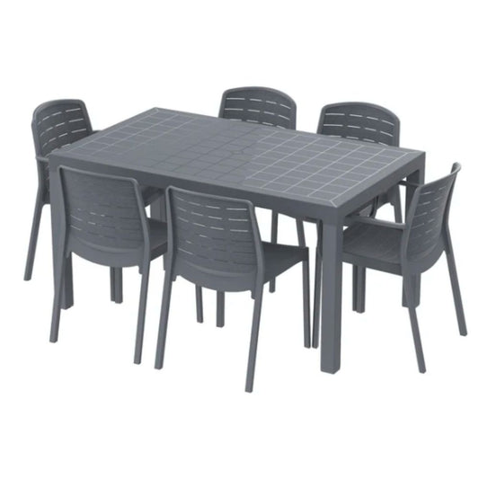Cosmoplast Cedargrain 6-seater Outdoor Dining Set of Table & Chairs