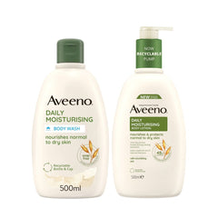 Aveeno Daily Moisturising Wash and Lotion Duo to Protect Dry Skin 1L Mega Bundle