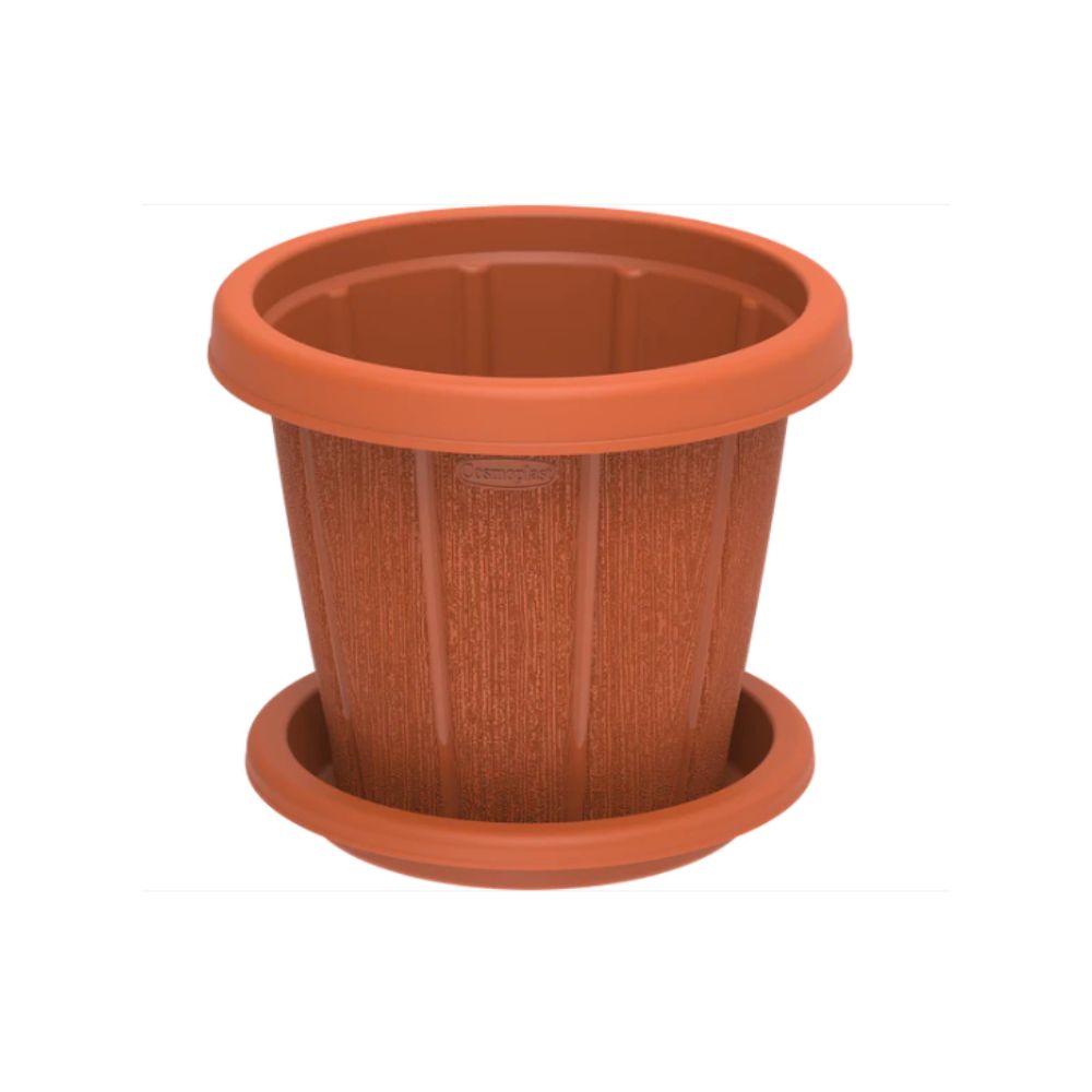 Cosmoplast Cedargrain 10" Flowerpot with Tray
