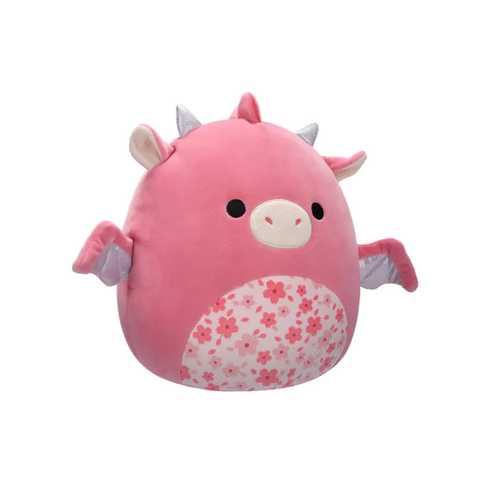SQUISH Mallows Aegi Dragon With Sakura Flower Belly Plush Toy Pink 12 Inch