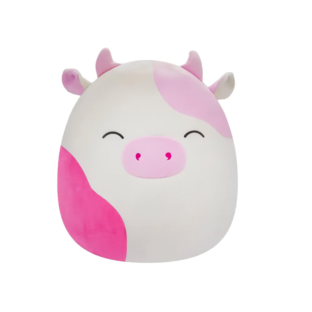 SQUISH Mallows Caedyn Spotted Cow With Closed Eyes Plush Toy Pink 16 Inch