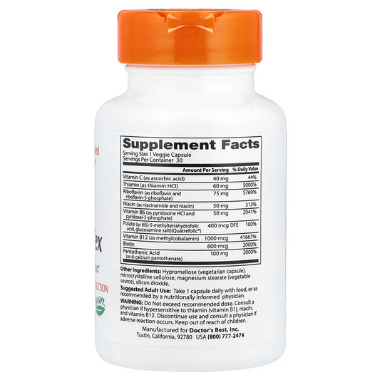Doctor's Best, Fully Active B Complex with Quatrefolic, Veggie Caps