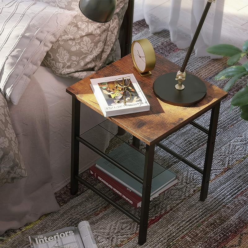Vasagle LET23X Nightstand Combo with 2 Adjustable Mesh Shelves